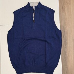 Peter Millar Navy Zip-Up Sleeveless Sweater